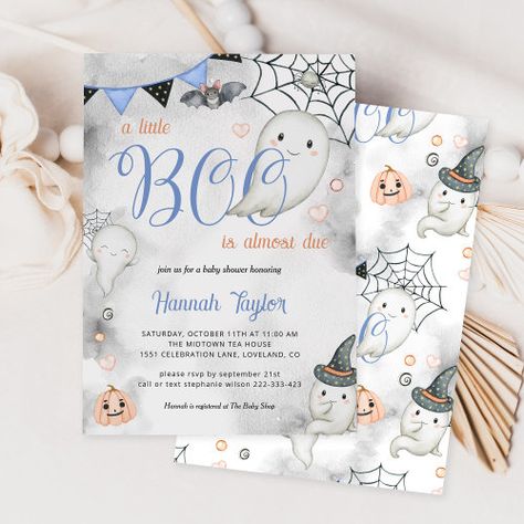 Little Boo Halloween Boy Boy Ghost Baby Shower Invitation #zazzle #weddinginvitations #birthdayinvitations #babyshowerinvitations #zazzleinvitations #monogram #businesscards #graduation #homedecor Fall Baby Shower Invitations Boy, A Little Boo Is Almost Due Boy, A Little Boo Is Almost Due Invitations, October Baby Shower Ideas Boys, A Boo Is Almost Due, Halloween Themed Baby Shower Ideas Boy, Baby Boy Baby Shower Themes, Halloween Baby Shower Invitations, Halloween Baby Boy