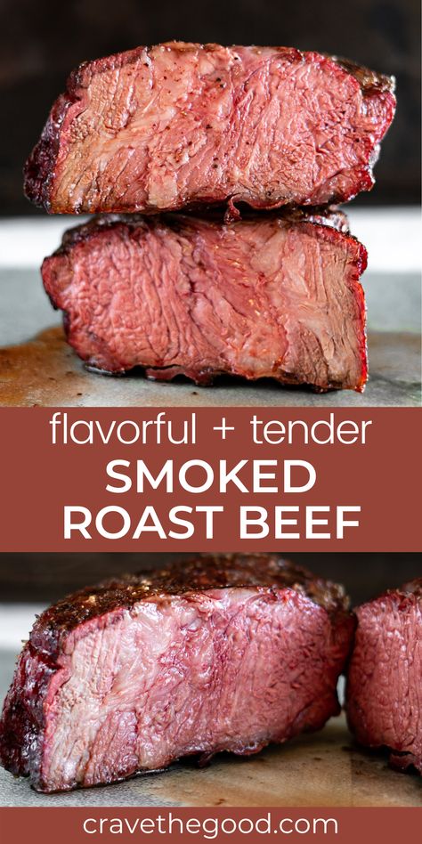 Smoked Roast Beef | This easy to follow recipe for smoked roast beef is the best! Featuring a simple rub, this Traeger smoked beef roast is perfect for dinner and the leftovers make amazing smoked roast beef sandwiches. | cravethegood.com Traeger Beef Roast, Smoked Beef Rump Roast, Smoked Roast Beef, Smoked Roast, Smoked Beef Roast, Beef Shoulder Roast, Cross Rib Roast, Smoker Grill Recipes, Beef Rump Roast