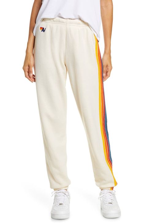 Bday Wishlist, Striped Sweatpants, Aviators Women, Aviator Nation, Pink Rainbow, Womens Sweatpants, Active Wear Pants, Rainbow Stripes, Preppy Outfits