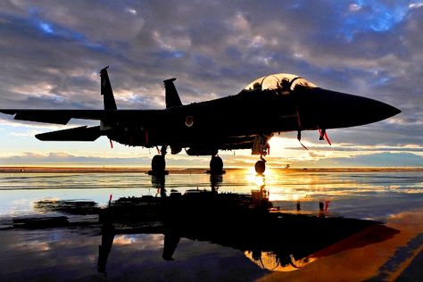 A U.S. Air Force F-15E Strike Eagle aircraft sits on the flightline on Mountain Home Air Force Base, Idaho, Dec. 6, 2010. Love the engines RAWR! Hearing it for 41 yrs. Could not live without! The Strike Eagle, assigned to 391st and 389th Fighter Squadron, has an array of avionics and electronics systems, giving it the capability to fight at low altitude, day or night, and in all weather. U.S. Air Force photo by Senior Airman Debbie Lockhart Air Force Wallpaper, Air Force Pictures, Force Pictures, Fighter Planes Jets, Aviation Quotes, Military Brat, Military Memes, Eagle Wallpaper, Backgrounds Hd