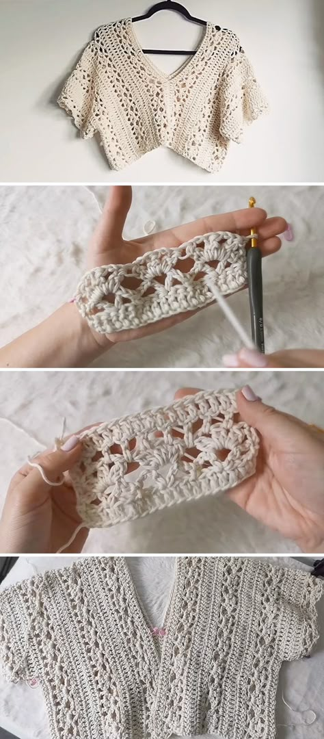 Crochet Lace Summer Top: A Step-by-Step Guide - CrochetBeja Crochet Peasant Top Pattern, Crochet Lace Clothes, Loose Crochet Pattern, Add Crochet To T Shirt, Crochet Tops Aesthetic Pattern, Crochet Lace Up Top, Western Crochet Top, Crochet Two Piece Pattern, Crocheting A Top