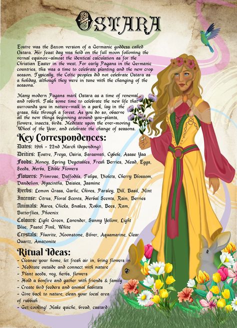 Ostara Grimoire Page, Sabbat Wheel, Witchcraft Candle Magic, Wicca Holidays, Witchcraft Candles, Celtic Festival, Grimoire Book, Wheel Of The Year, Vernal Equinox