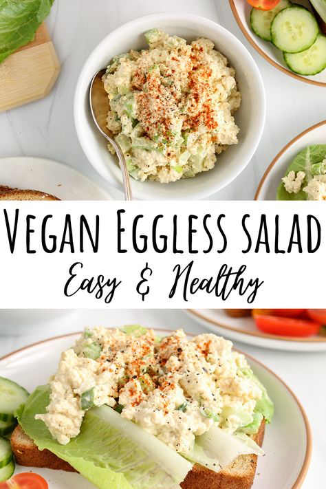 Healthy Nutrition Plan, Tofu Salad, Vegan Eggs, Vegan Sandwich, Best Vegan Recipes, Vegan Salad, Salad Sandwich, Vegan Lunch, How To Make Salad