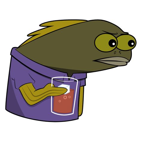 Spongebob Long Neck Fish Sticker. #cartoon #meme #Fish #SpongeBob #Confused Long Neck, Cartoon Character, Fish, Glass