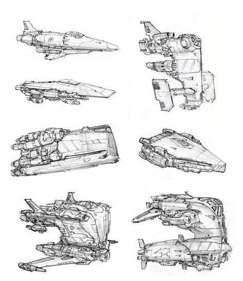 Spaceship sketches by Alex Villarreal Ship Sketch, Sci Fi Ship, Pencil Drawings Of Flowers, Space Ship Concept Art, Robot Technology, Sci Fi Design, Starship Design, Blond Amsterdam, Sci Fi Ships