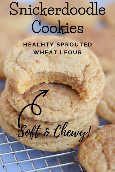 Sprouted Grain Bread Recipe, Wheat Flour Cookies, Chewy Snickerdoodle Cookies, Beef Birria Recipe, Whole Wheat Cookies, Wheat Flour Recipes, Whole Food Desserts, Sprouted Wheat, Recipe Using Sourdough Starter