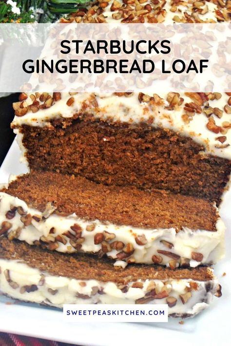 Copycat Starbucks Gingerbread Loaf, Gingerbread Loaf Starbucks, Loaf Cake Recipes Christmas, Moist Gingerbread Loaf, Banana Gingerbread Loaf, Ginger Bread Loaf Recipes, Starbucks Gingerbread Loaf Recipe, Starbucks Gingerbread Loaf, Ginger Bread Loaf