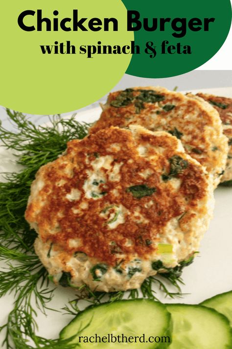 Stuffed Chicken Burgers, Ground Chicken Spinach Recipes, Ground Chicken And Feta Recipes, Ground Chicken Burgers Recipe, Ground Chicken Burger Recipes Healthy, Ground Chicken Burger Recipes, Greek Chicken Burgers Recipe, Chicken Spinach Burgers, Chicken Burger Recipe Healthy