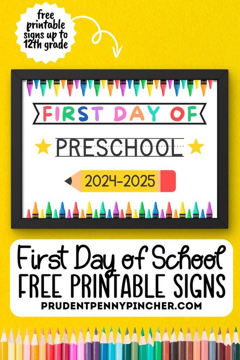 Free Printable First Day of School Signs for 2024 First Day Preschool Sign, First Day Of School Signs, Printable Christmas Decorations, First Day Of Preschool, Free Fall Printables, Diy Back To School, Fun Classroom Activities, Kindergarten Printables, Classroom Activity