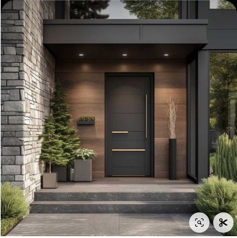 Main Doors For Home, Front Door Entrance Exterior, Porch Ideas Entrance, Luxury Home Entrance, Modern House Entrance, Modern Prairie Home, Luxury Houses Entrance, Modern Entrance Door, Modern Entry