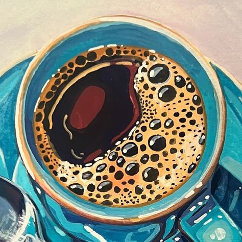 Kate Jarvik Birch on Instagram: "* SOLD * Pour Me Another Cup!  Daily Painting Just posted in my online store (KateBirchArt.com) Link in bio! Gouache on paper  Paper size 6x6 inches with small white border  $125 *** please note for international orders a customs tax may be required upon delivery ***   #gouachepainting #stilllifepainting #artistsoninstagram #painteveryday #colorfulart #gouache #dailypainting #dailyart #utahartist  #makearteveryday #gouacheartist #art #painting  #illustration #illustrationartist #artofinstagram" Tea Cup Illustration, Objects Painting, Pencil Colour Painting, Coffee Paintings, Coffee Art Painting, Painting Food, Hyper Real, Coffee Painting, Object Drawing