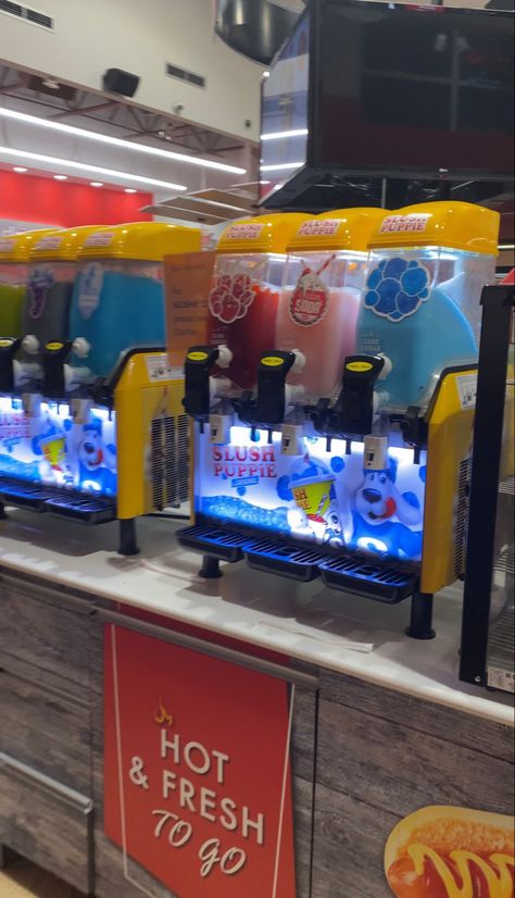 Slushies 
Slushy at gas station
Convenience store 
Slush puppy Stand Background, Milk Container, Slush Puppy, Drinks Machine, Slushies, Gas Station, Slush Puppies, Gas Station Aesthetic, Station Aesthetic