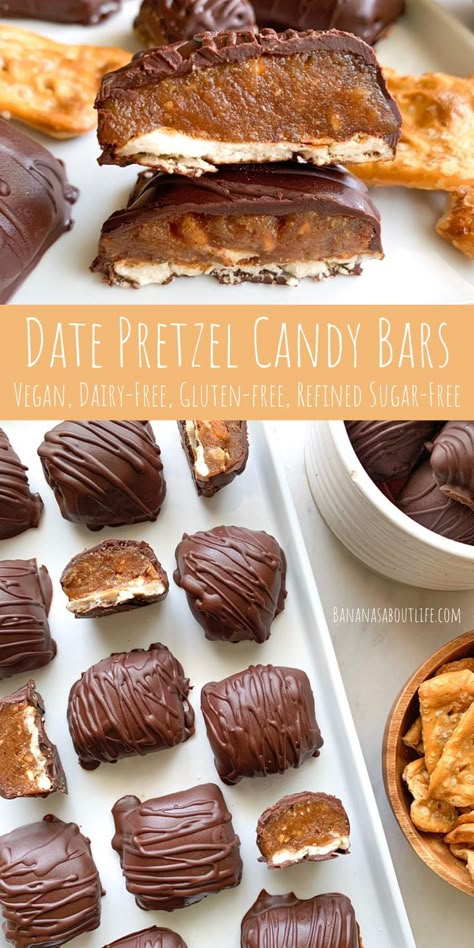 Bars With Dates, Date Candy, Dates Peanut Butter, Pretzel Candy, Peanut Butter Maple Syrup, Date Caramel, Healthy Candy, Healthy Sweet Treats, Quit Drinking