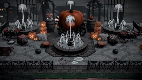 Acnh Halloween Island Ideas, Acnh Witchy, Urban Island, Hall Entrance, Halloween City, Animal Crossing Guide, Spooky Town, Acnh Inspo, New Animal Crossing