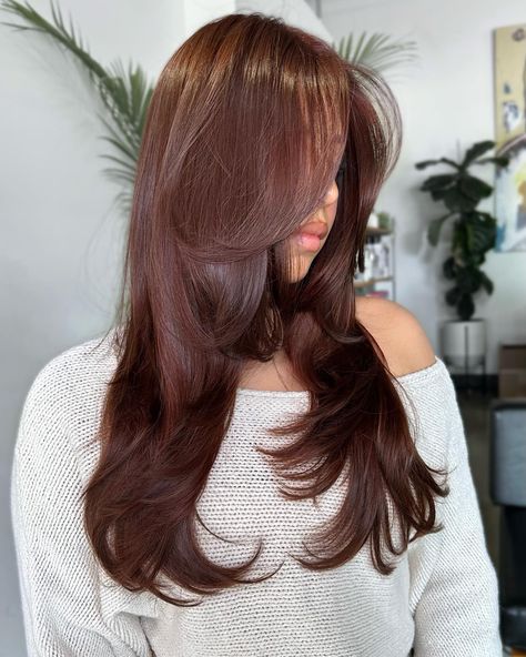 22 Luxe And Spicy Fall Hair Colors For Brunettes To Obsess Over Chocolate Auburn Hair, Fall Hair Colors For Brunettes, Hair Colors For Brunettes, Colors For Brunettes, Trending Looks, Brunette Ombre, Chocolate Brown Hair Color, Cherry Hair, Chocolate Hair