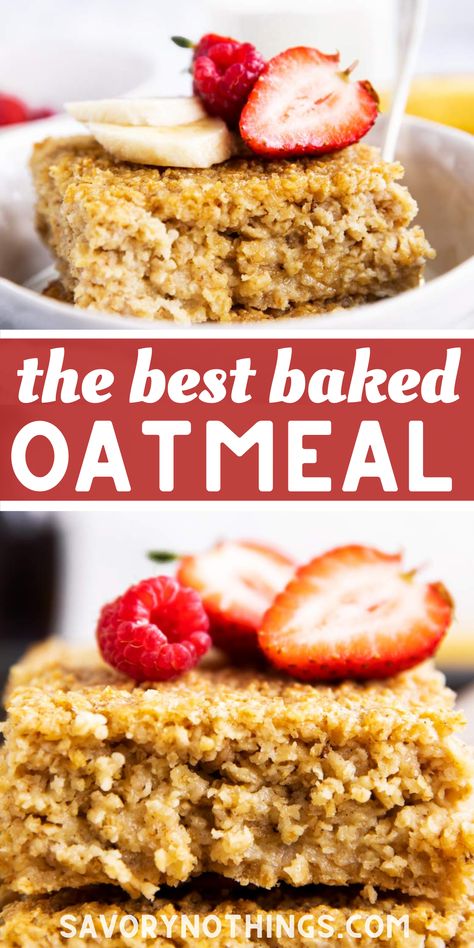 There's nothing better than a breakfast that basically makes itself! This baked oatmeal recipe comes together in a snap and tastes amazing. | #breakfast #brunch #oatmeal #brunchrecipe #easybakingrecipes Brunch Oatmeal, Best Baked Oatmeal, Baked Oatmeal Recipes Breakfast, Oatmeal Recipes Breakfast, Baked Oatmeal Recipe, Oatmeal Breakfast Bars, Breakfast Oatmeal Recipes, Breakfast Oatmeal, Baked Oatmeal Recipes