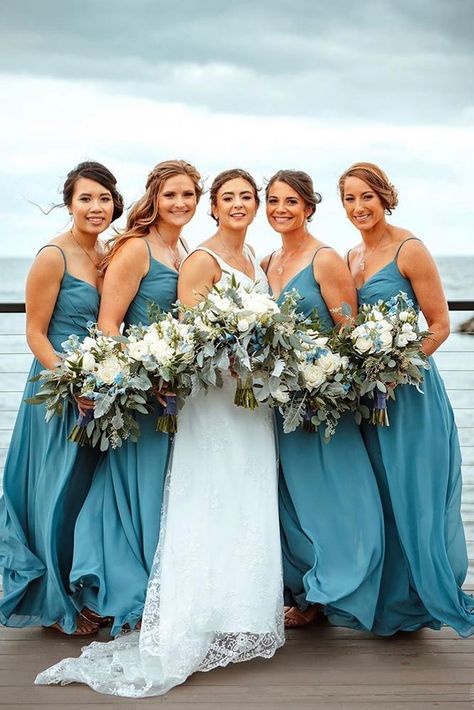 Most Incredible Teal Bridesmaid Dresses You Must See ★ #bridalgown #weddingdress Teal Dress Bridesmaid, Teal Bridesmaid Dresses Beach, Bridesmaids Dresses Turquoise, Teal Blue Bridesmaid Dresses Turquoise, Bridesmaid Dresses Dark Teal, Bridesmaid Dresses Color Ideas, Light Turquoise Bridesmaid Dresses, Shades Of Teal Bridesmaid Dresses, Blue Fall Bridesmaid Dresses