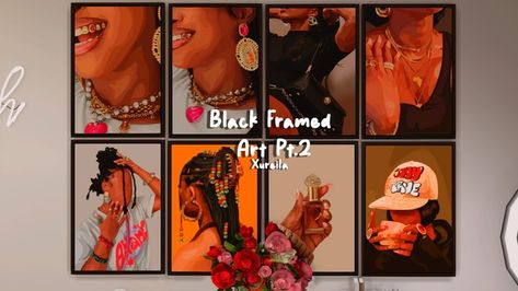 Xureila's Black Framed Art PT. 2 😍 | Patreon Black Art Sims 4 Cc, Sims 4 Urban Wall Decor Cc, Sims 4 Cc Black Wall Art, Sims 4 Rapper Posters Cc, Sims 4 Urban Paintings, Sims 4 Cc Paintings Decor, Sims 4 Wall Art, Sims 4 Cc Wall Art, Sims 4 Framed Photo