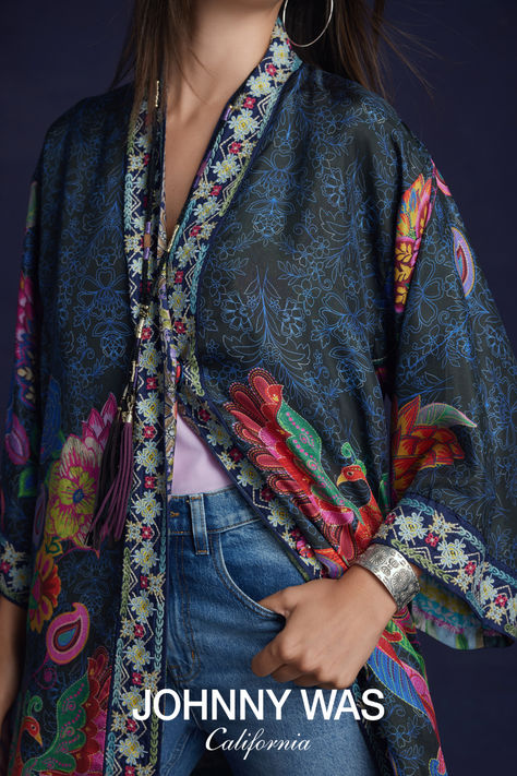 Boho luxurious kimono style inspo. Shop new arrivals today at Johnny Was. Bohemian Luxe, Bohemian Kimono, Boho Kimono, Kimono Style, Boho Women, Casual Summer Outfits, Johnny Was, Kimono Fashion, Kimonos