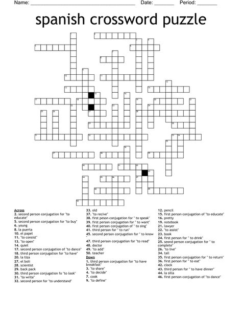 spanish crossword puzzle Target Language, Crossword Puzzles, New Puzzle, Learn A New Language, Spanish Class, Reading Levels, Crossword Puzzle, Word Doc, Student Learning