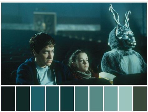 Donnie Darko - Richard Kelly color palette for drawing and design Light Cinema, Color In Film, Movie Color Palette, Cinema Colours, Color Script, Donnie Darko, Draw Picture, Production Design, Film Inspiration