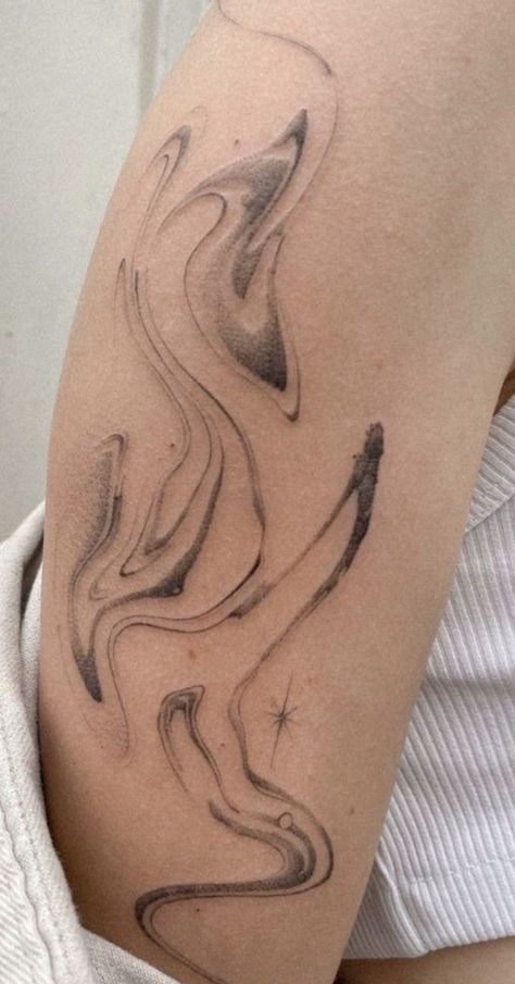 Red Wave Tattoo, Foggy Tattoo, Smokey Tattoo, Fluid Tattoo Design, Tattoo Fire, Wind Tattoo, Swirl Tattoo, Around Arm Tattoo, Wrap Tattoo