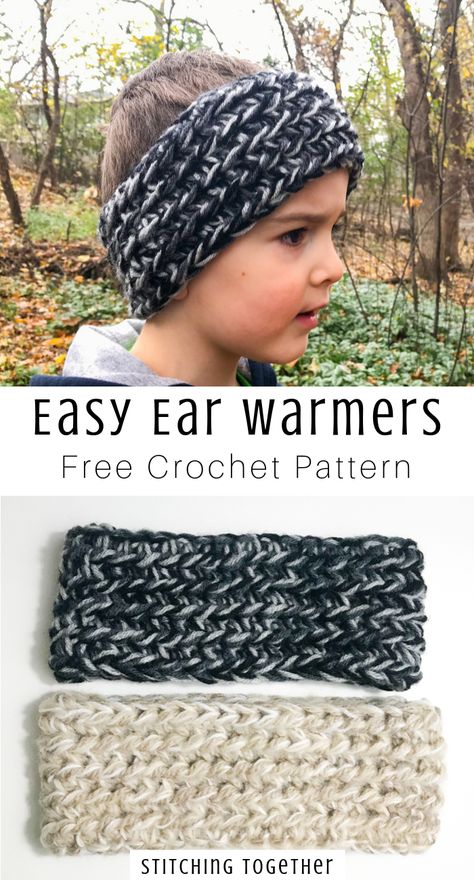 Crochet Ear Warmer Free Pattern, Crochet Ear Warmers, Corak Krusye, Ear Warmer Pattern, Crochet Ear Warmer Pattern, Crochet Headband Free, Easy Crochet Headbands, Crochet Headband Pattern Free, Scrap Yarn