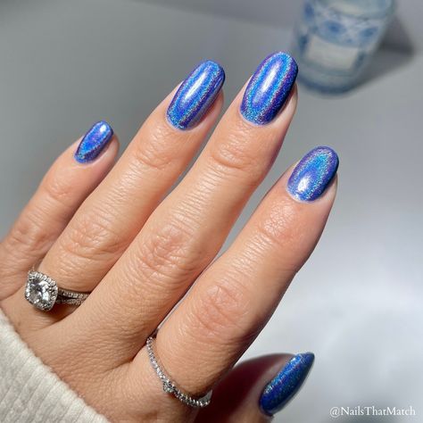 UberChic Beauty Fall Polish 💙 
All Holos’s Eve Beautiful blue holographic nail polish 😍 Fall Polish, Hoco Inspo, Holographic Nail Polish, Holographic Nails, Beautiful Blue, Manicure, Nail Polish, Nails, Blue