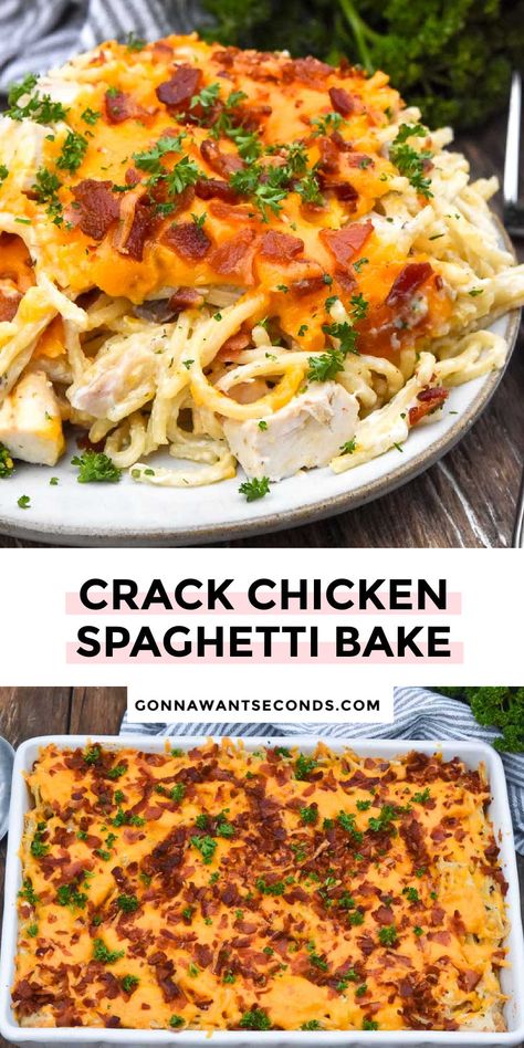 Chicken Spaghetti Bake, Easy Chicken Spaghetti, Baked Chicken Spaghetti, Spaghetti Bake, Cheesy Chicken Pasta, Delicious Spaghetti, Chicken Bacon Ranch Pasta, Spaghetti Casserole, Chicken Spaghetti