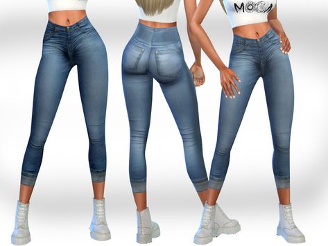 Sims 4 High Waisted Jeans, Sims 4 Jeans Cc Female, Sims Bottoms, Sims Folder, Sims4 Clothing, Sims 4 Clothing Sets, Ts4 Hair, Country Jeans, Sims Clothes