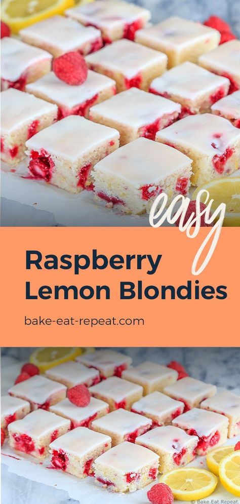 Raspberry Blondies, Lemon Blondies, Fast Desserts, Raspberry Desserts, Raspberry Recipes, Blondies Recipe, Desserts For A Crowd, Lemon Raspberry, Fancy Desserts