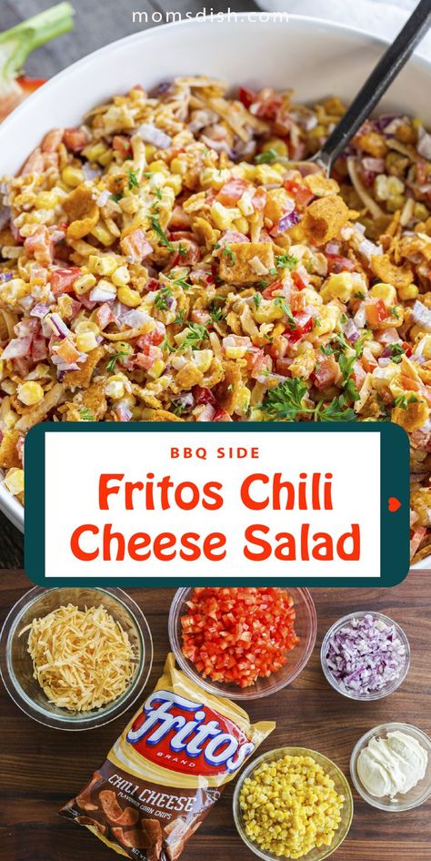 Fritos Chili, Frito Corn Salad, Chili Cheese Fritos, Cheese Salad Recipes, Best Summer Salads, Corn Salad Recipes, Cold Salad, Best Salad Recipes, Lake Food Ideas Summer