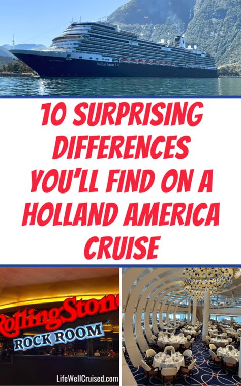 10 Surprising Differences you’ll find on a Holland America Cruise Holland America Cruise Tips, American Cruise Lines, Holland America Alaska Cruise, Holland America Line Cruise Ships, Holland America Koningsdam Alaska, Norway Cruise, Biggest Cruise Ship In The World, Crows Nest, Have A Great Vacation