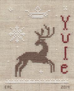 Garden Grumbles and Cross Stitch Fumbles Cross Stitch Linen, Yule Cross Stitch Patterns Free, Winter Solstice Cross Stitch, Yule Cross Stitch, Stitch Template, Yule Winter Solstice, Dmc 2, Christmas Stitching, Cross Stitch Freebies