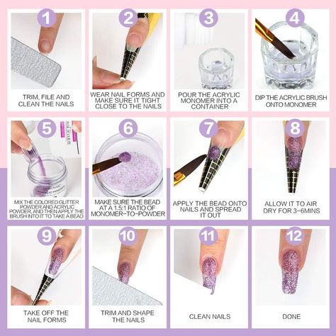 Morovan Acrylic Nail Kit - Glitter Acrylic Powder Monomer Liquid Set Professional Acrylic Powder Set with Everything Supplies Acrylic Brushes Nail Tips Nail Art Decoration Tools DIY Nail Extension Acrylic Nail Starter Kit, Professional Acrylic Nail Kit, Nail Art Tool Kit, Acrylic Nail Supplies, Clear Nail Tips, Acrylic Nail Powder, Acrylic Nail Brush, Acrylic Liquid, Diy Acrylic Nails