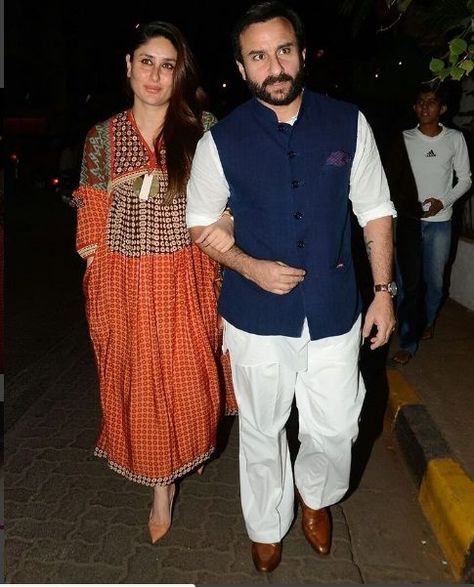 New parents Kareena Kapoor & Saif Ali Khan stepped out for a dinner date last night to Olive, Bandra. How amazing are these two! Cargo Jacket Mens, Cute Maternity Dresses, Green Cargo Jacket, Indian Designer Suits, Saif Ali Khan, Men's Ethnic Wear, Bollywood Couples, Wedding Dress Men, Kareena Kapoor Khan