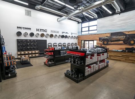 Diesel Shop Ideas, Tyre Shop Counter Design, Auto Parts Store Design, Auto Parts Store Design Automotive Decor, Diesel Store Interior, Car Detail Shop, Motorcycle Showroom Interior, Automotive Showroom, Automotive Shops