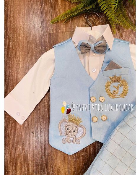 Yahvikidsluxurywear’s Instagram photo: “Customised this beautiful set for an year old first birthday . We can customise colour and theme as per your requirement . For orders : DM…” Baby Boy Fashion Clothes, Baby Boy Birthday Outfit, Boys Party Wear, Birthday Theme Decoration, Baby Boy Birthday, Birthday Outfits, Baby Boy Fashion, Weaning, Boy Party