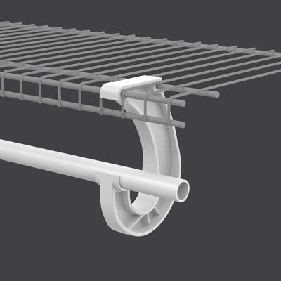 The SuperSlide 4 ft. Closet Rod and Support Bracket pack is exclusively designed to work with ClosetMaid's SuperSlide wire shelves for closets. The combo gives you versatility in your storage design, allowing you to slide hangers freely end to end. The Support Bracket fits onto a SuperSlide shelf and the Closet Rod sits on the bracket. This allows hangers to slide without interruption. Use with ClosetMaid's Fixed Mount or ShelfTrack wire systems. ClosetMaid | ClosetMaid SuperSlide 48 in. Hanging Wire Shelf Closet Organization, Hanging Closet Rod, Closet Rod Bracket, Wire Closet Shelves, Wire Closet Organizers, Wire Shelf Covers, London Room, Wire Closet Shelving, Folded Clothes