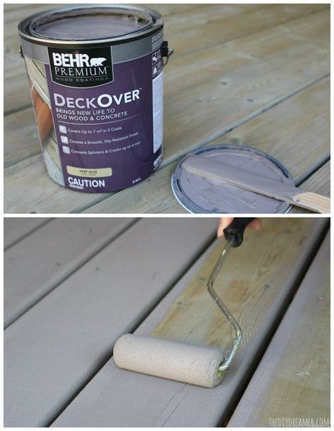 Used boothill grey (behr deck paint) for trim exterior Behr Deck Paint, Painted Wood Deck, Deck Paint Colors, Grey Deck, Deck Makeover, Porch Paint, Deck Colors, Building A Porch, Painted Front Porches