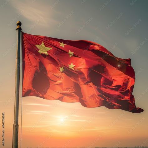 Download Chinese flag - the national symbol of China Stock Photo and explore similar images at Adobe Stock. Flag Of China, Chinese Flag, China Flag, National Symbols, America And Canada, Mauritius, Photo Illustration, Trinidad, Trinidad And Tobago