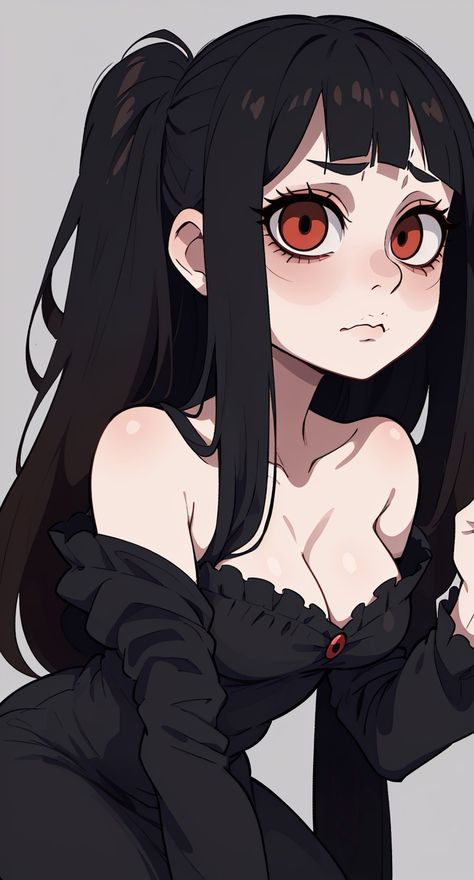 Suki And Brian Matching Pfp, Vampire Outfit Drawing, Goth Anime Characters, Drawing Poses Female Reference, Goth Girl Drawing, Female Character Illustration, Manga Artstyle, Goth Art, Manga Cute