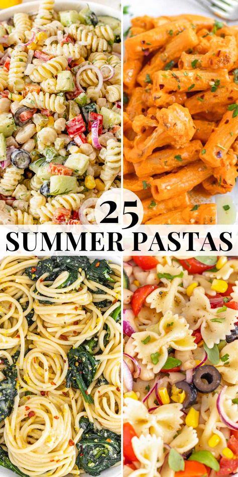 Creamy Summer Pasta, Blue Zone Pasta Recipes, Summer Veggie Pasta Recipes, Pasta Summer Dinner, Room Temperature Pasta Dishes, Pasta Dishes For Party, Late Summer Recipes Dinner, Crunchy Pasta Salad, Yummy Pasta Salad Recipes