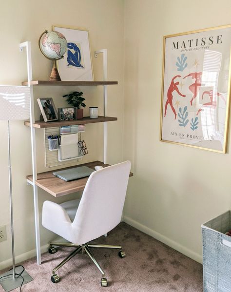 Small Computer Table, Wall Mount Desk, James Theo, Ladder Shelving, Nyc Rooms, Wall Ladder, Best Ladder, Ladder Desk, Small Computer Desk