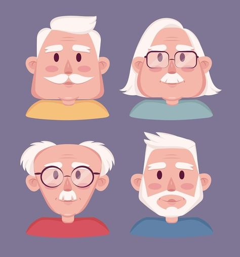 Grandpa Cartoon Character, Old Man Cartoon Character Design, Old Man Illustration Character Design, Elderly Character Design, Man Character Illustration, Grandpa Illustration, Vector Art Character, Old Man Illustration, Grandpa Cartoon