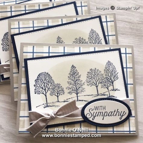 Cards With Trees, Stampin Up Sympathy Cards, Stampin Up Anleitung, Lovely As A Tree, Scrapbook Template, Sympathy Cards Handmade, Leaf Cards, Tree Stamp, Masculine Birthday Cards