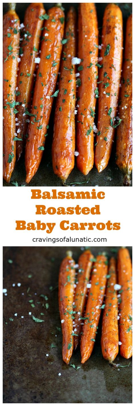 Balsamic Roasted Baby Carrots are so simple to make yet so complex in flavour. These baby carrots are drizzled in balsamic vinegar then roasted in the oven for the perfect side dish! Carrots Thanksgiving, Baby Carrots Recipe, Balsamic Roasted Carrots, Balsamic Carrots, Roasted Baby Carrots, Balsamic Vinegar Recipes, Carrots Recipe, Balsamic Recipe, Carrot Recipes