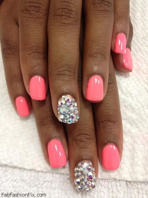 Nail Art Dessin, Nagellack Trends, Hot Pink Nails, Her Nails, Bright Nails, Pink Nail Designs, Get Nails, I Love Nails, Diamond Nails