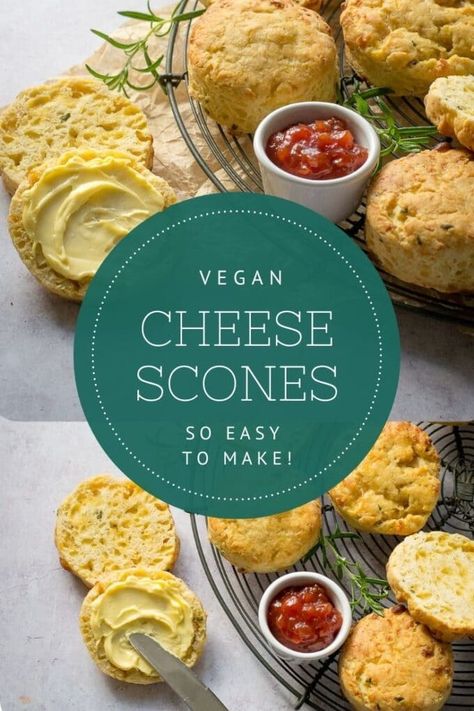 Easy Vegan Cheese, Cheese Scone Recipes, Vegan Picnic, Egg Free Baking, Best Vegan Cheese, Vegan Sandwich Recipes, Dairy Free Baking, Vegan Baking Recipes, Cheese Scones