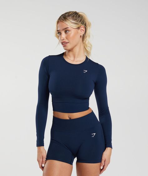 Gymshark Outfit, Gymwear Outfits, Fitness Wear Outfits, Gymshark Women, Sport Top, Gym Tops, Cropped Tops, Long Sleeve Crop, Crop Tops Women